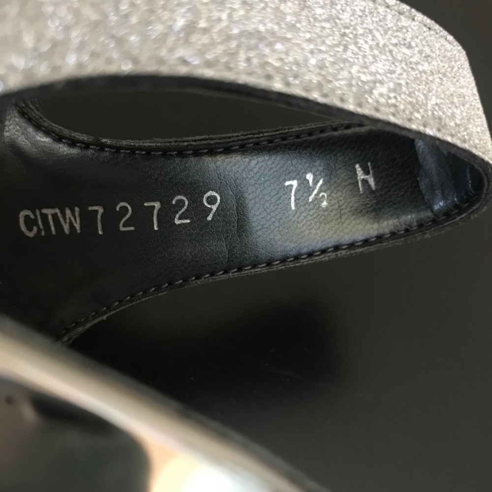 Stuart Weitzman Crosspath Pewter Glitterati Platform Sandals .NWT. Size 7N - Picture 7 of 9